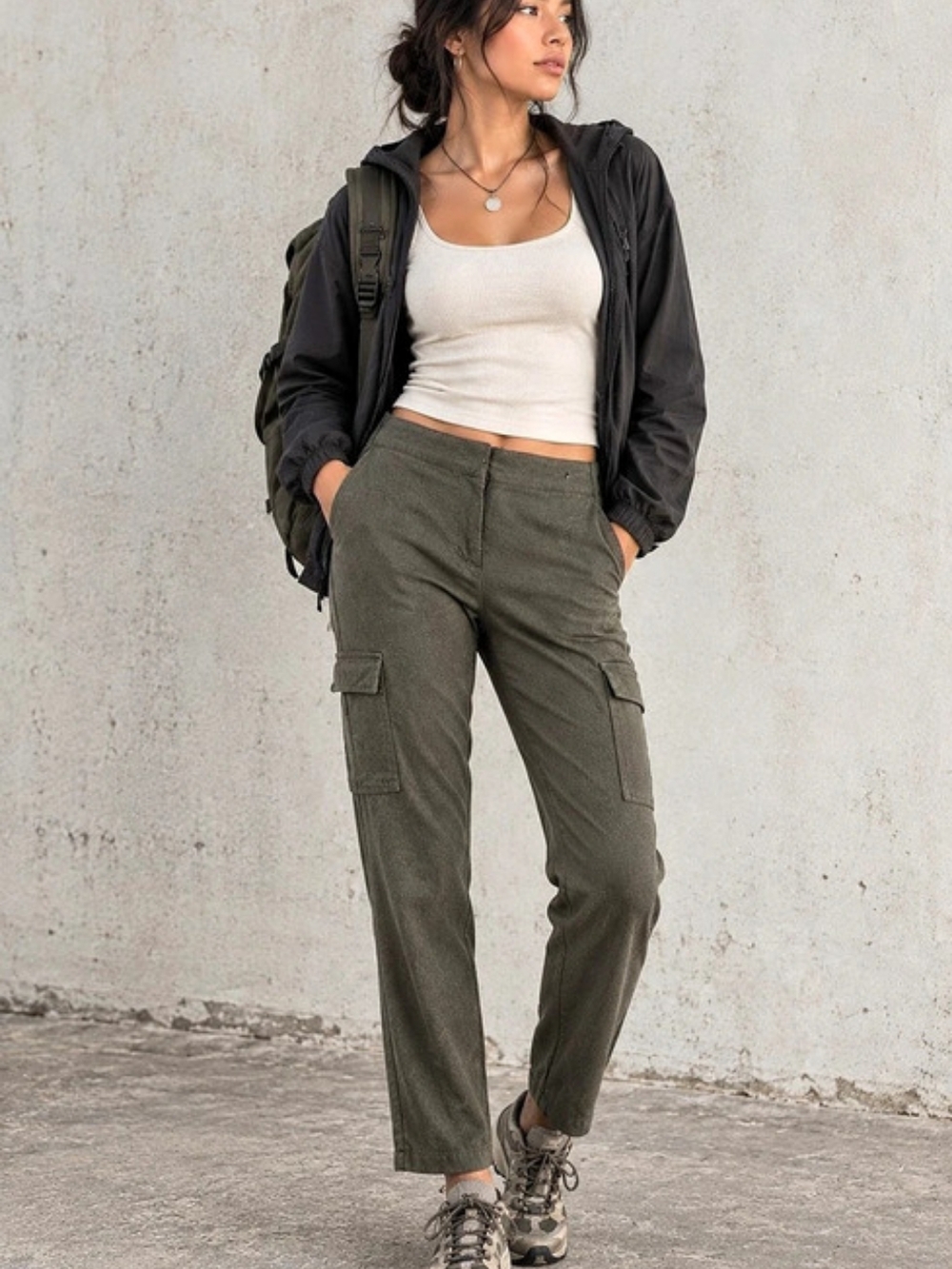 Maurices Cargo Pants Women’s Small S Olive Green Utility Tapered Ankle Pants Y2K